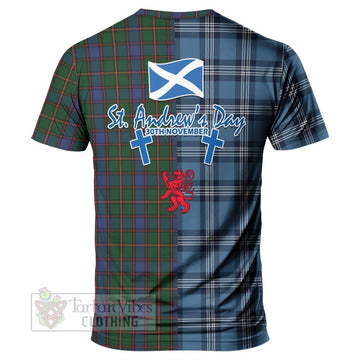 Skene Tartan T-Shirt Happy St. Andrew's Day Half Tartan Style