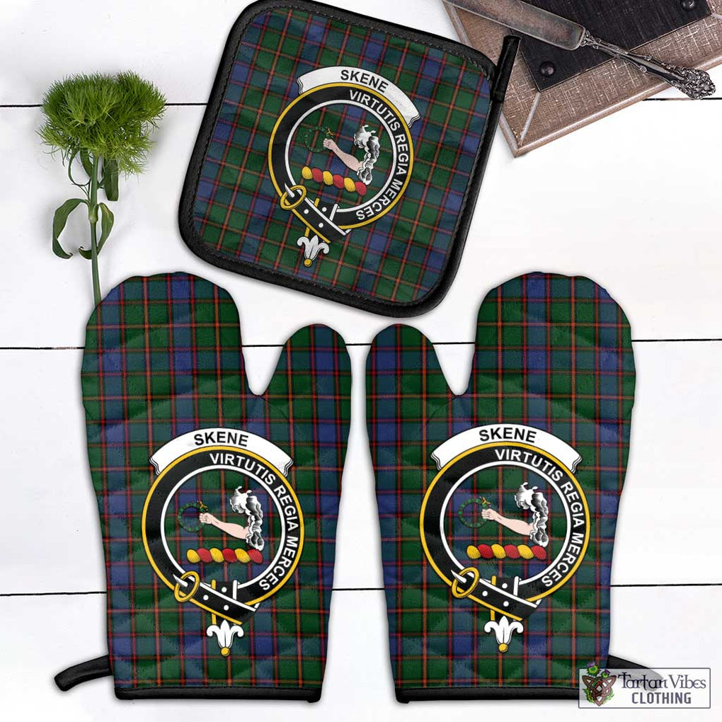 Skene Tartan Combo Oven Mitt & Pot-Holder with Family Crest Black - Tartan Vibes Clothing