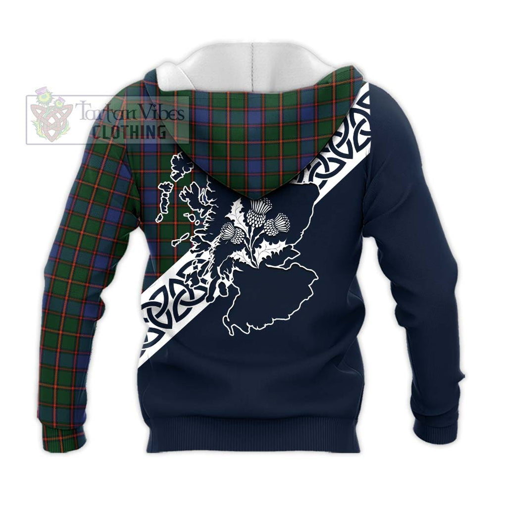 Tartan Vibes Clothing Skene Tartan Knitted Hoodie Featuring Thistle and Scotland Map