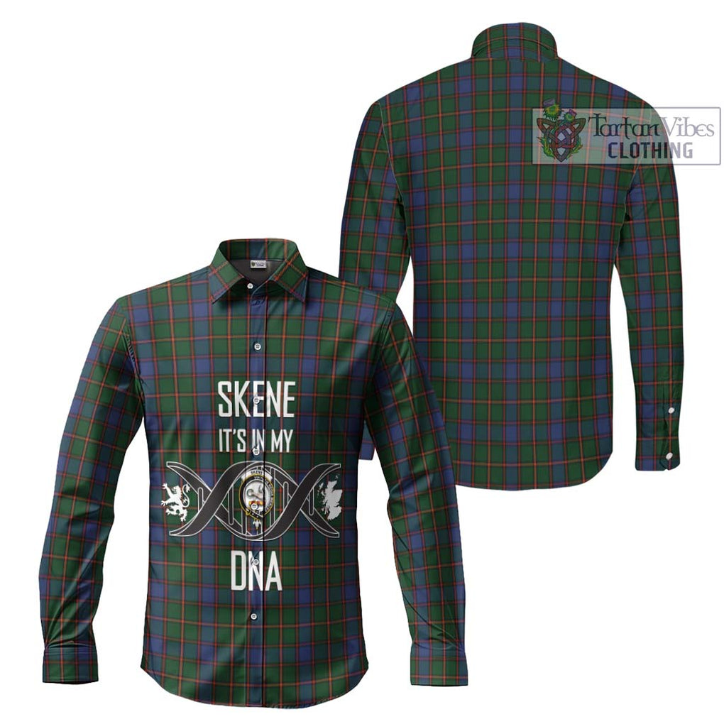 Skene Tartan Long Sleeve Button Shirt with Family Crest DNA In Me Style Men's Shirt - Tartanvibesclothing Shop