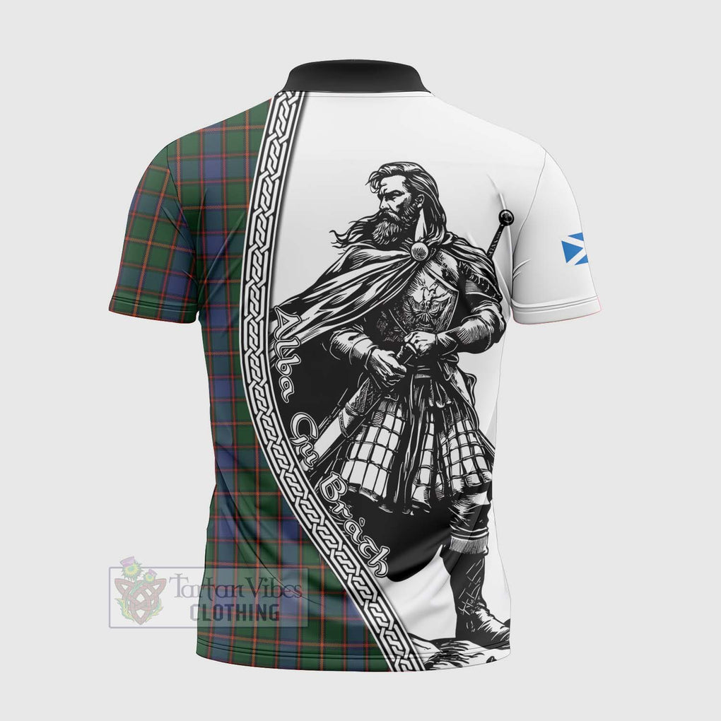 Tartan Vibes Clothing Skene Tartan Clan Crest Zipper Polo Shirt with Highlander Warrior Celtic Style