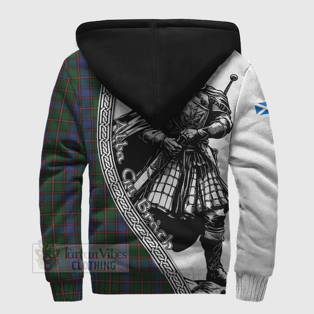 Tartan Vibes Clothing Skene Tartan Clan Crest Sherpa Hoodie with Highlander Warrior Celtic Style