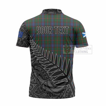 Skene Crest Tartan Zipper Polo Shirt with New Zealand Silver Fern Half Style