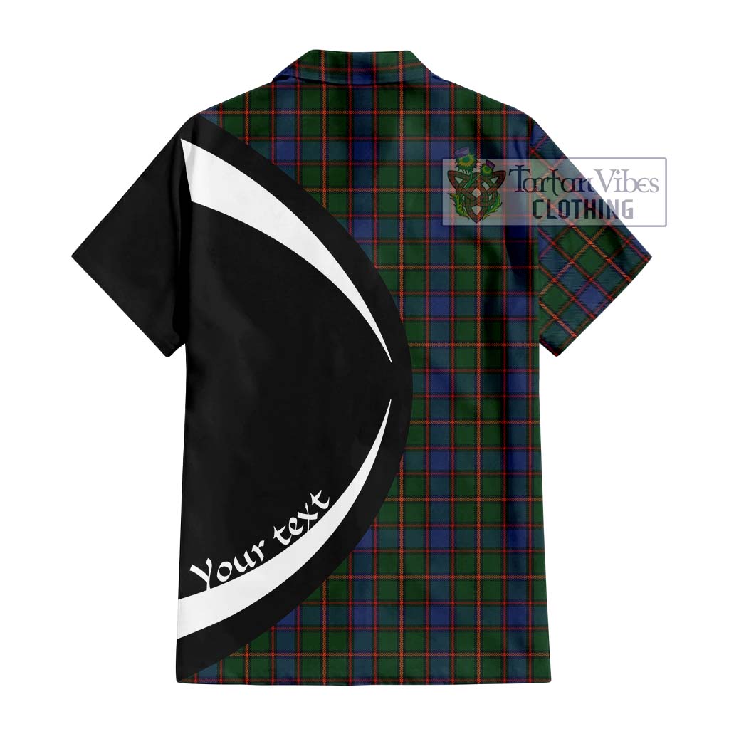 Skene Tartan Short Sleeve Button Up with Family Crest Circle Style - Tartan Vibes Clothing