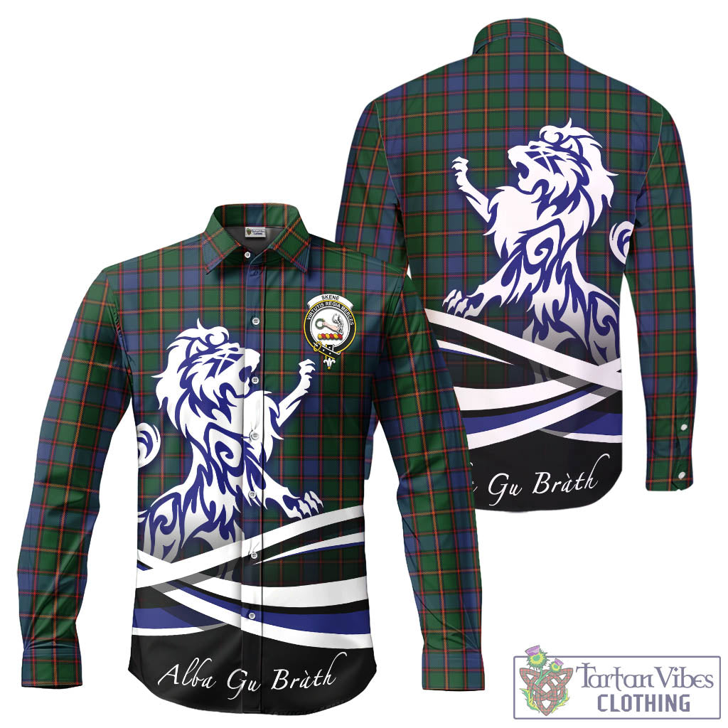 skene-tartan-long-sleeve-button-up-shirt-with-alba-gu-brath-regal-lion-emblem