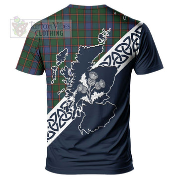 Skene Tartan T-Shirt Featuring Thistle and Scotland Map