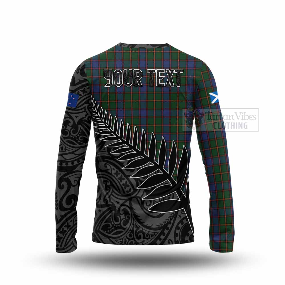 Tartan Vibes Clothing Skene Crest Tartan Long Sleeve T-Shirt with New Zealand Silver Fern Half Style