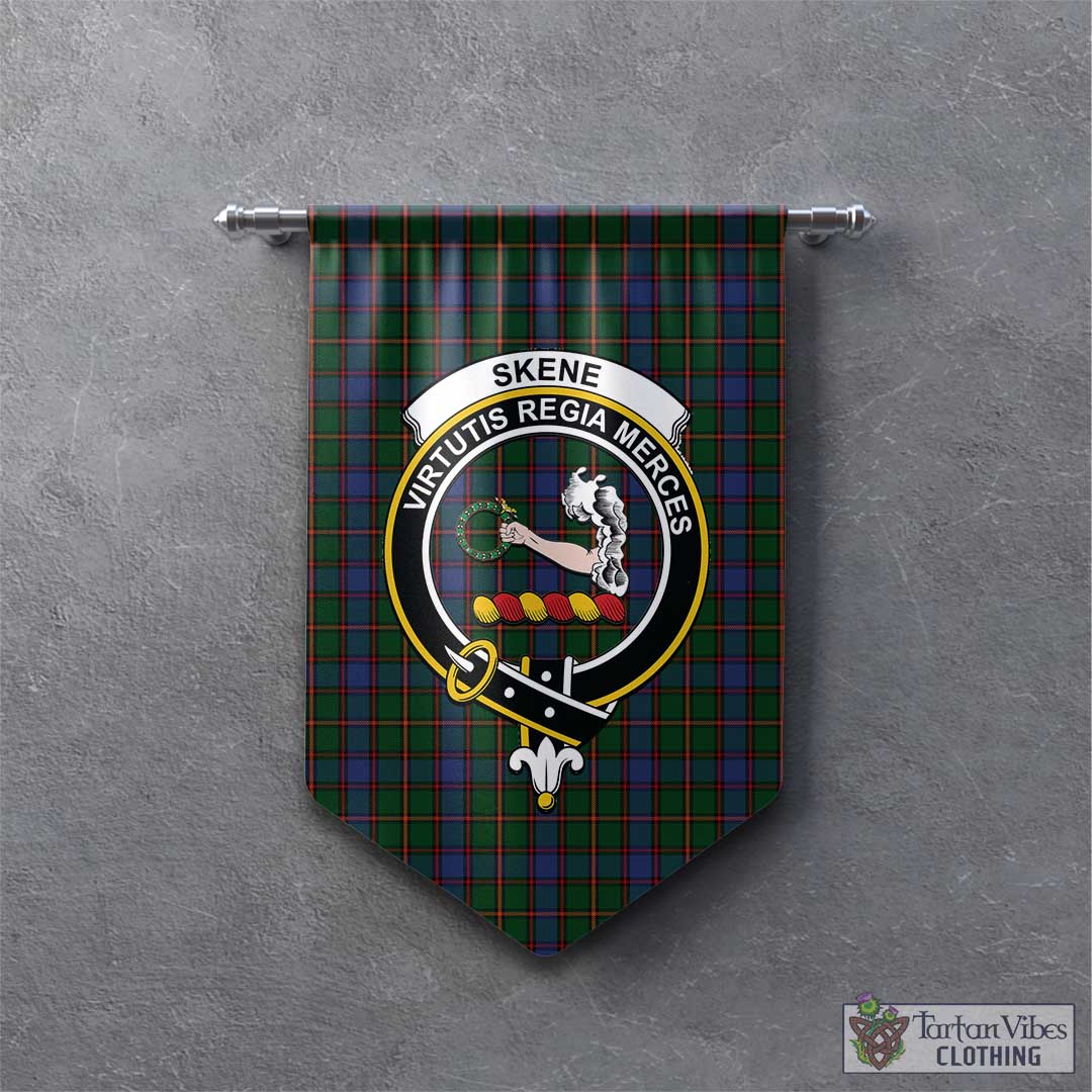 Tartan Vibes Clothing Skene Tartan Gonfalon, Tartan Banner with Family Crest