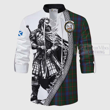 Skene Tartan Clan Crest Ghillie Kilt Shirt with Highlander Warrior Celtic Style