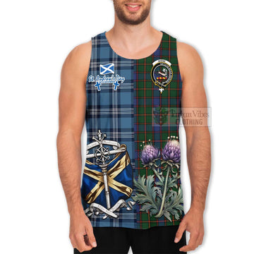 Skene Tartan Men's Tank Top Happy St. Andrew's Day Half Tartan Style - Tartan Vibes Clothing