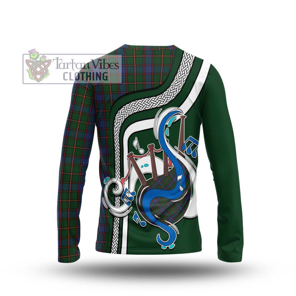 Tartan Vibes Clothing Skene Tartan Long Sleeve T-Shirt with Epic Bagpipe Style