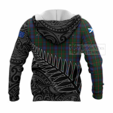 Skene Crest Tartan Knitted Hoodie with New Zealand Silver Fern Half Style