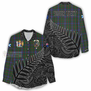 Skene Crest Tartan Women's Casual Shirt with New Zealand Silver Fern Half Style