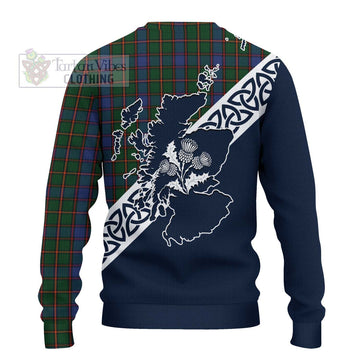 Skene Tartan Ugly Sweater Featuring Thistle and Scotland Map