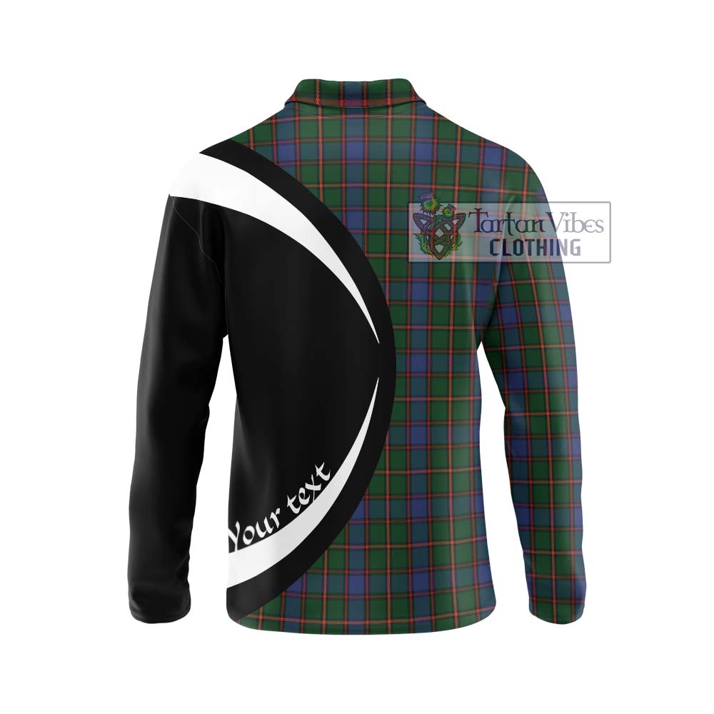 Skene Tartan Long Sleeve Polo Shirt with Family Crest Circle Style - Tartan Vibes Clothing