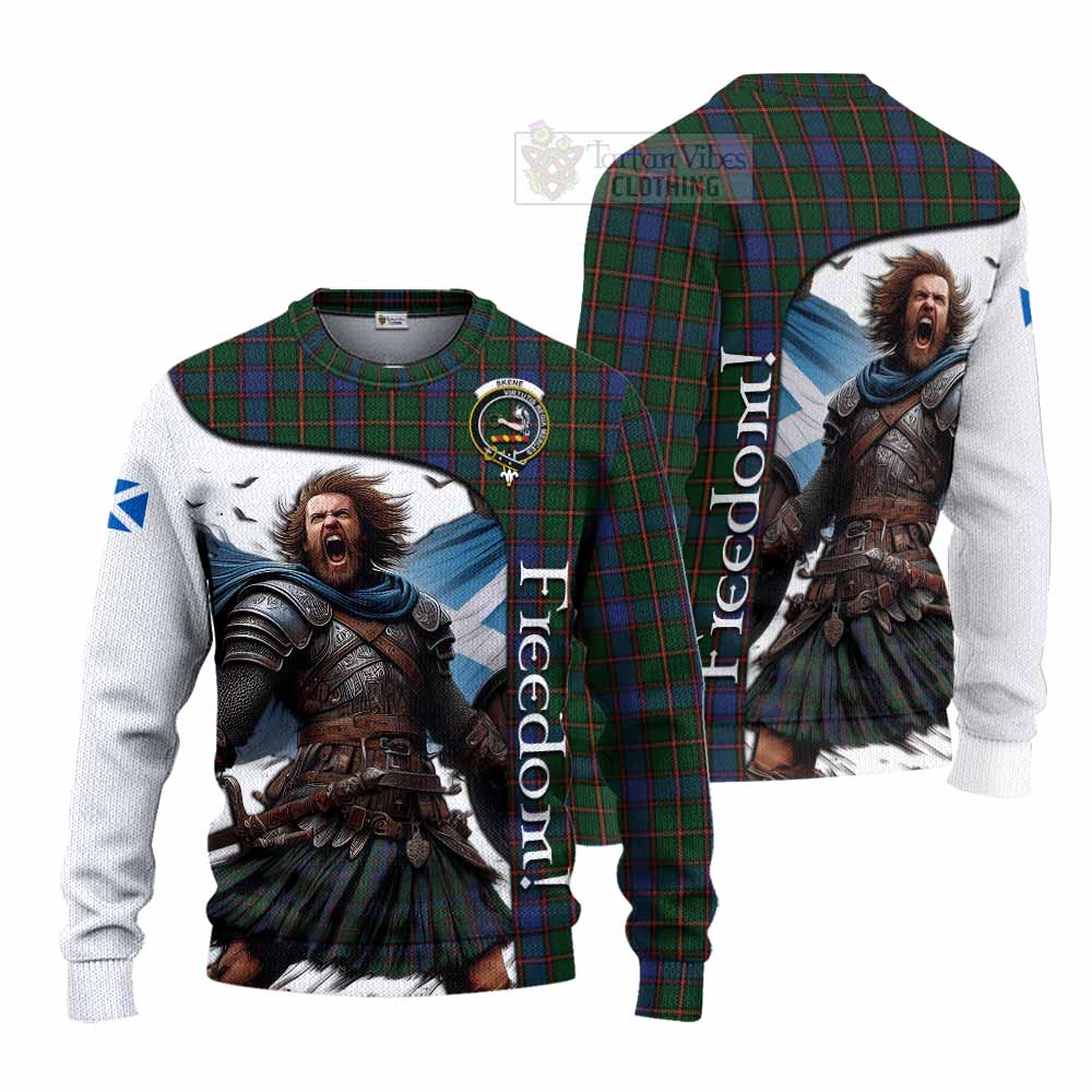 Tartan Vibes Clothing Skene Crest Tartan Knitted Sweater Inspired by the Freedom of Scottish Warrior