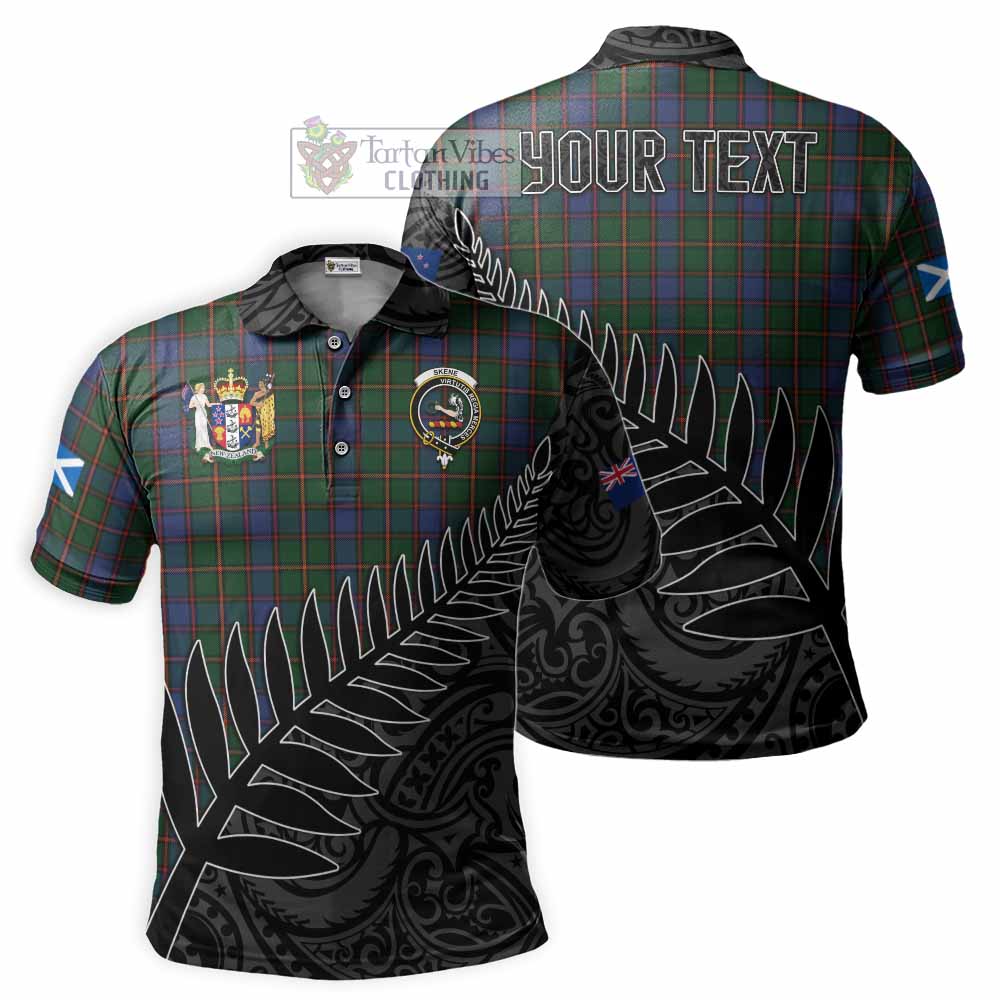 Skene Crest Tartan Polo Shirt with New Zealand Silver Fern Half Style