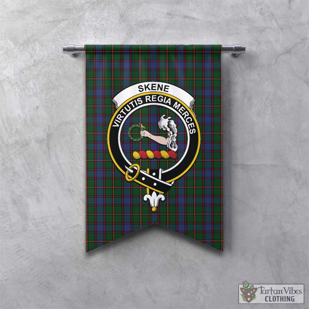 Tartan Vibes Clothing Skene Tartan Gonfalon, Tartan Banner with Family Crest