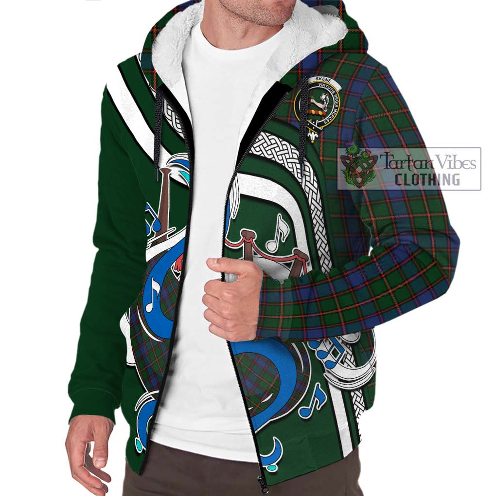 Skene Tartan Sherpa Hoodie with Epic Bagpipe Style Unisex - Tartanvibesclothing Shop