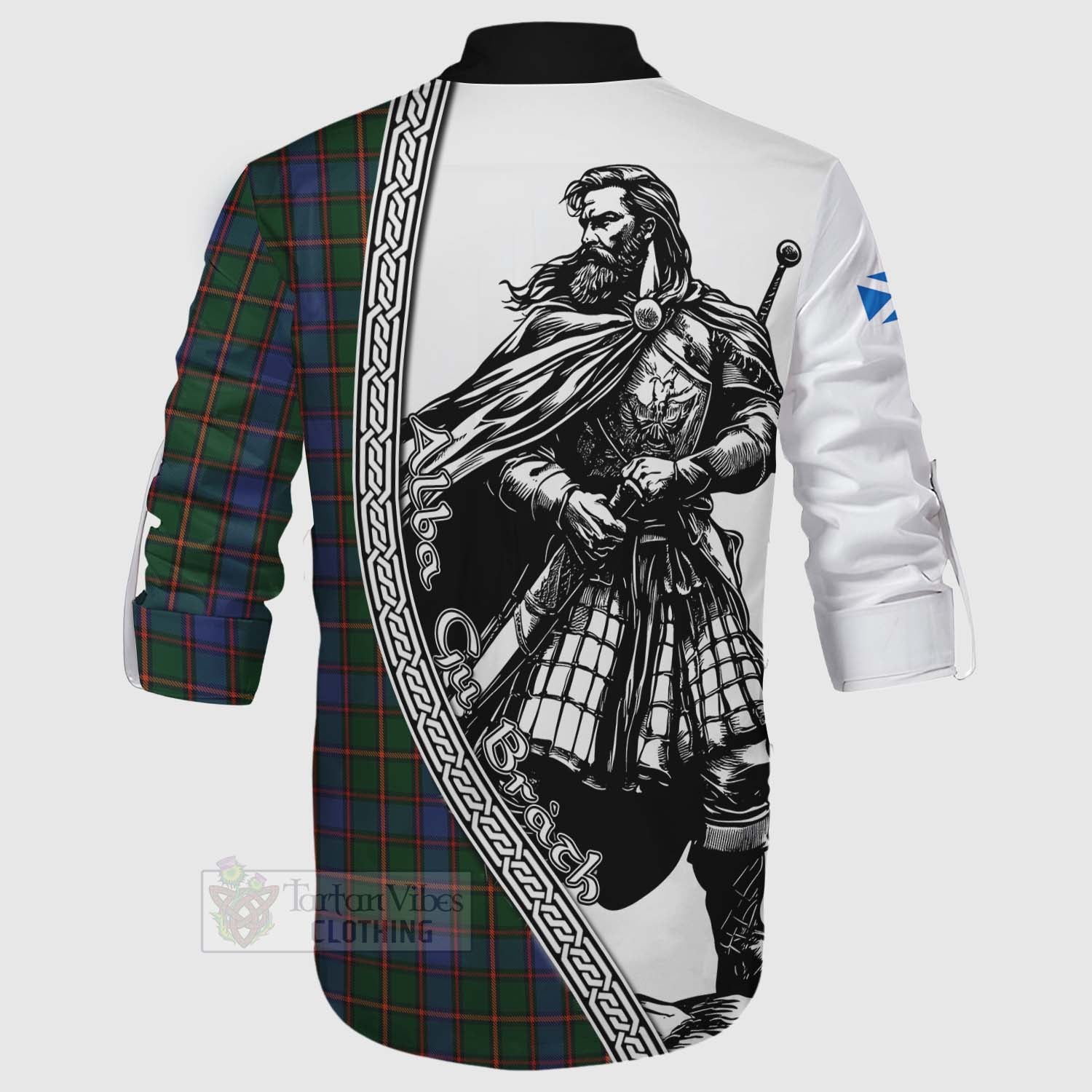 Tartan Vibes Clothing Skene Tartan Clan Crest Ghillie Kilt Shirt with Highlander Warrior Celtic Style