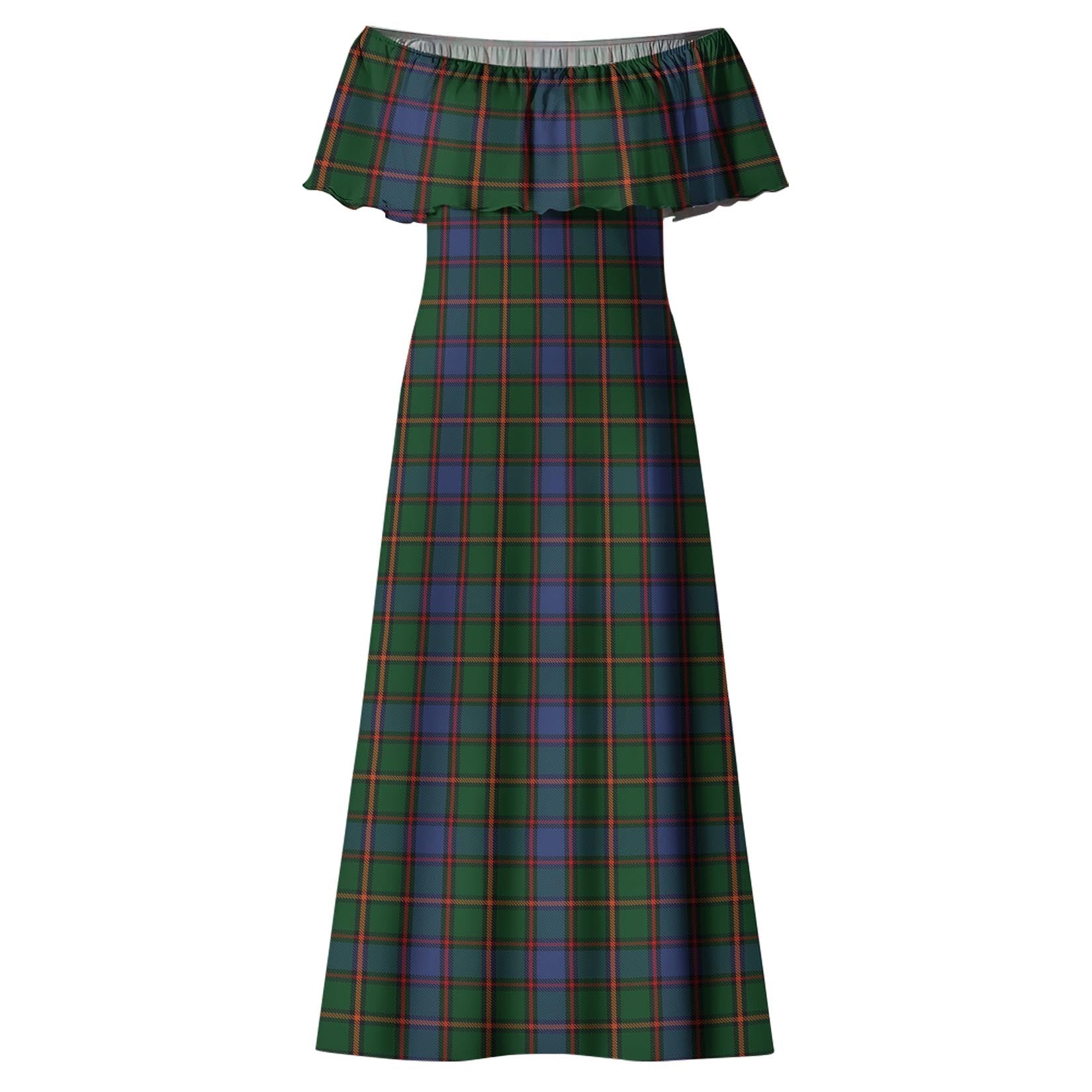 Skene Tartan Off Shoulder Long Dress - Tartanvibesclothing