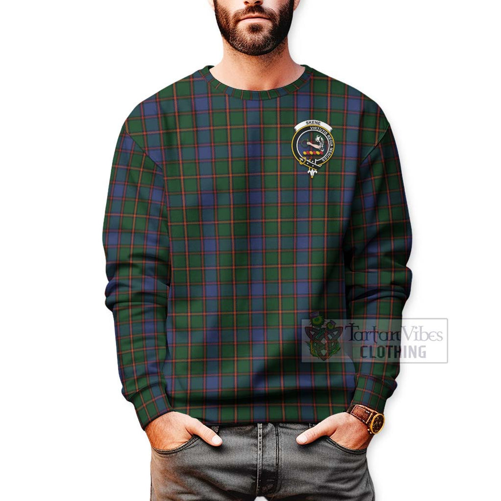 Tartan Vibes Clothing Skene Tartan Sweatshirt with Family Crest Celtic Skull Style