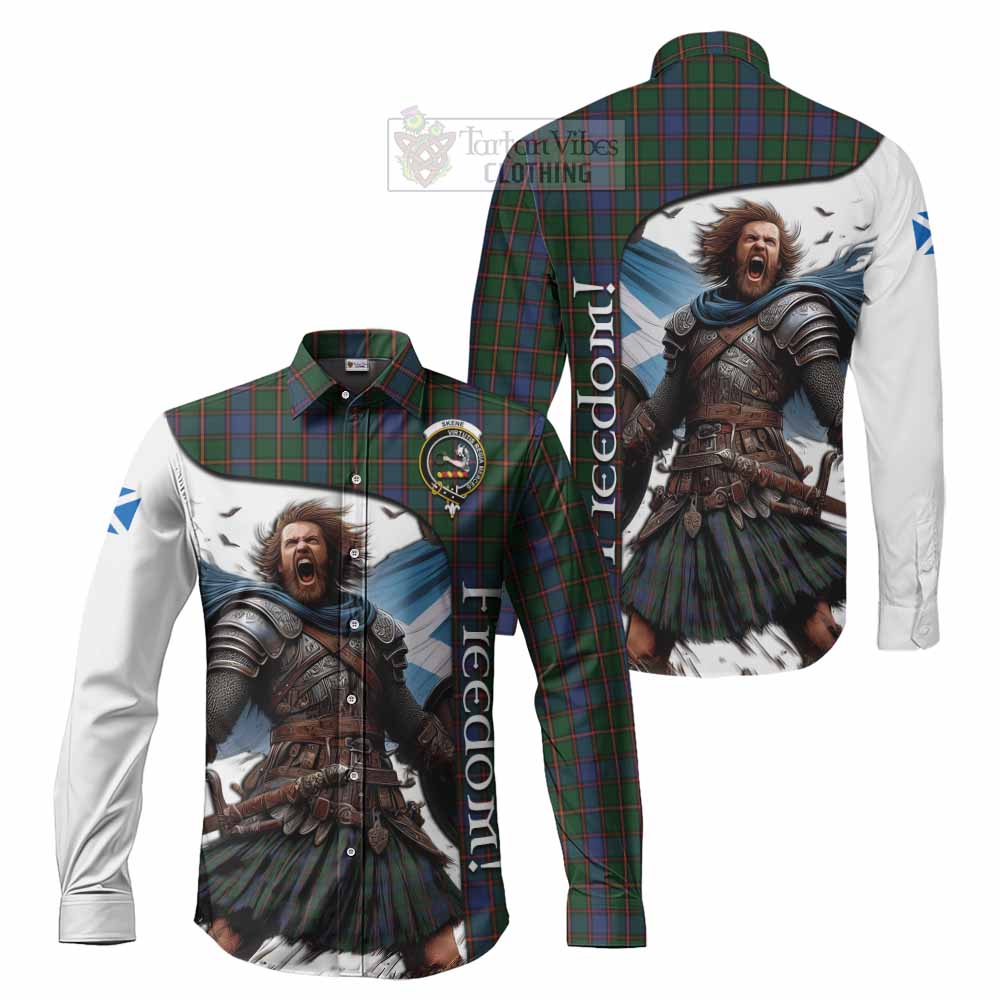 Skene Crest Tartan Long Sleeve Button Shirt Inspired by the Freedom of Scottish Warrior - Tartan Vibes Clothing