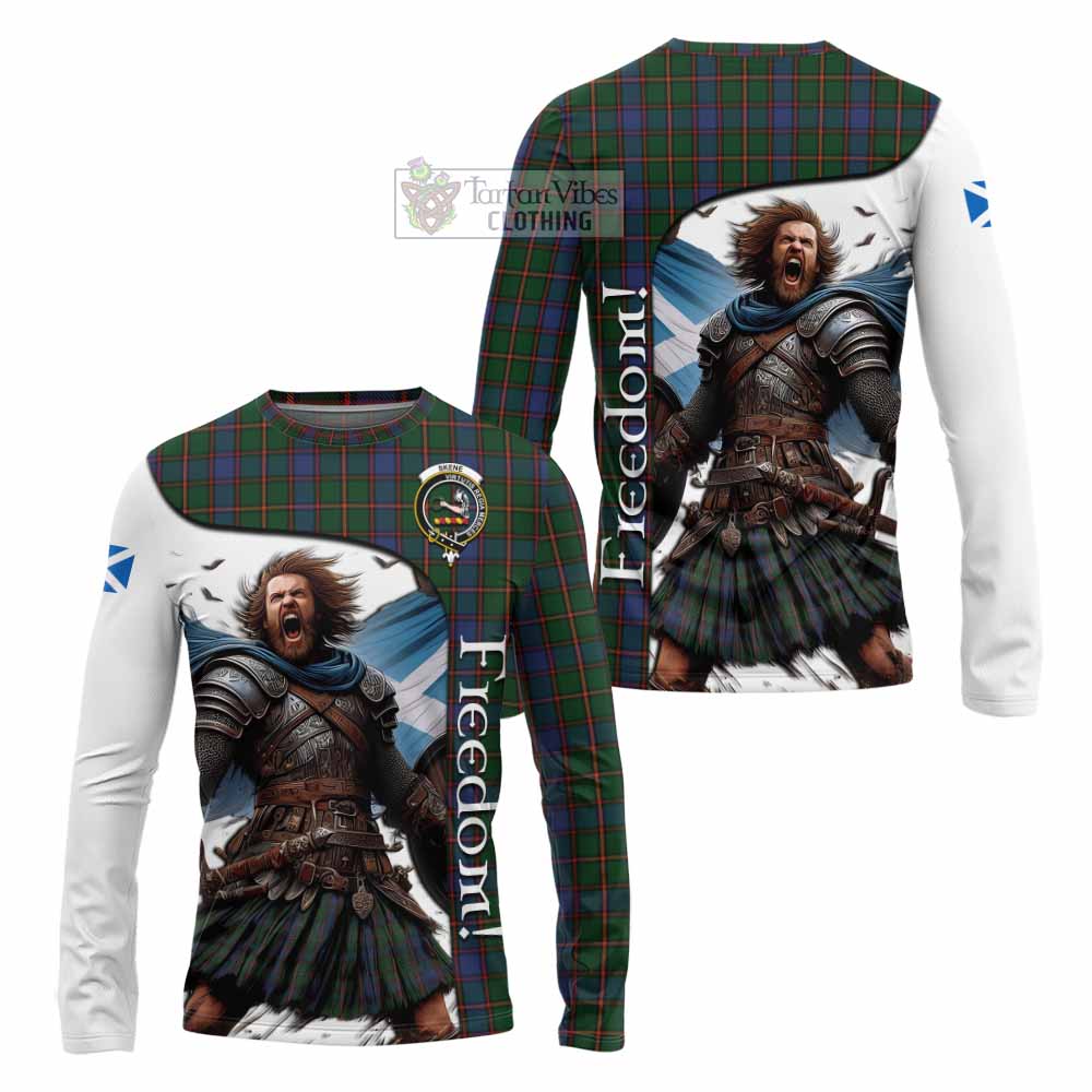 Tartan Vibes Clothing Skene Crest Tartan Long Sleeve T-Shirt Inspired by the Freedom of Scottish Warrior