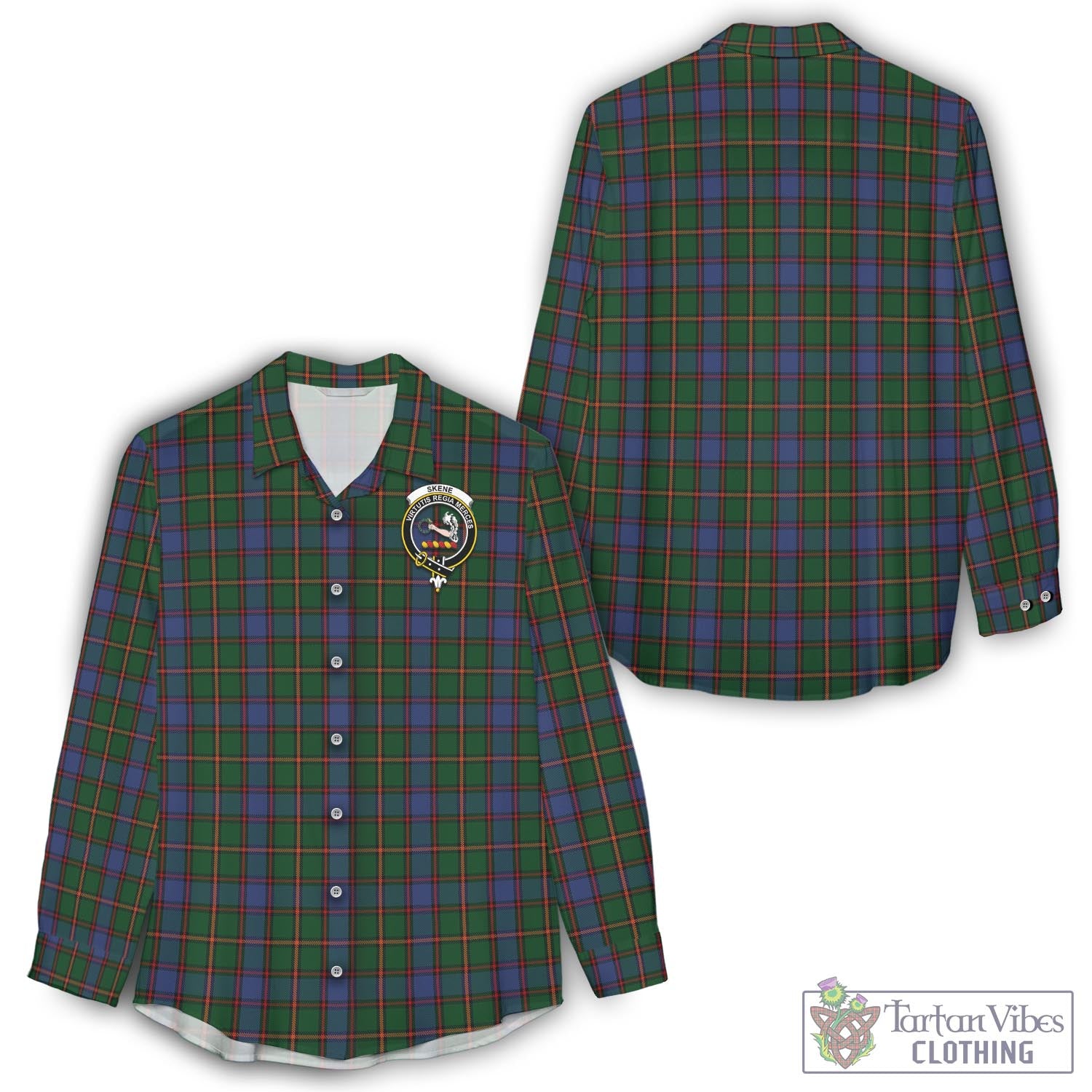 Tartan Vibes Clothing Skene Tartan Womens Casual Shirt with Family Crest