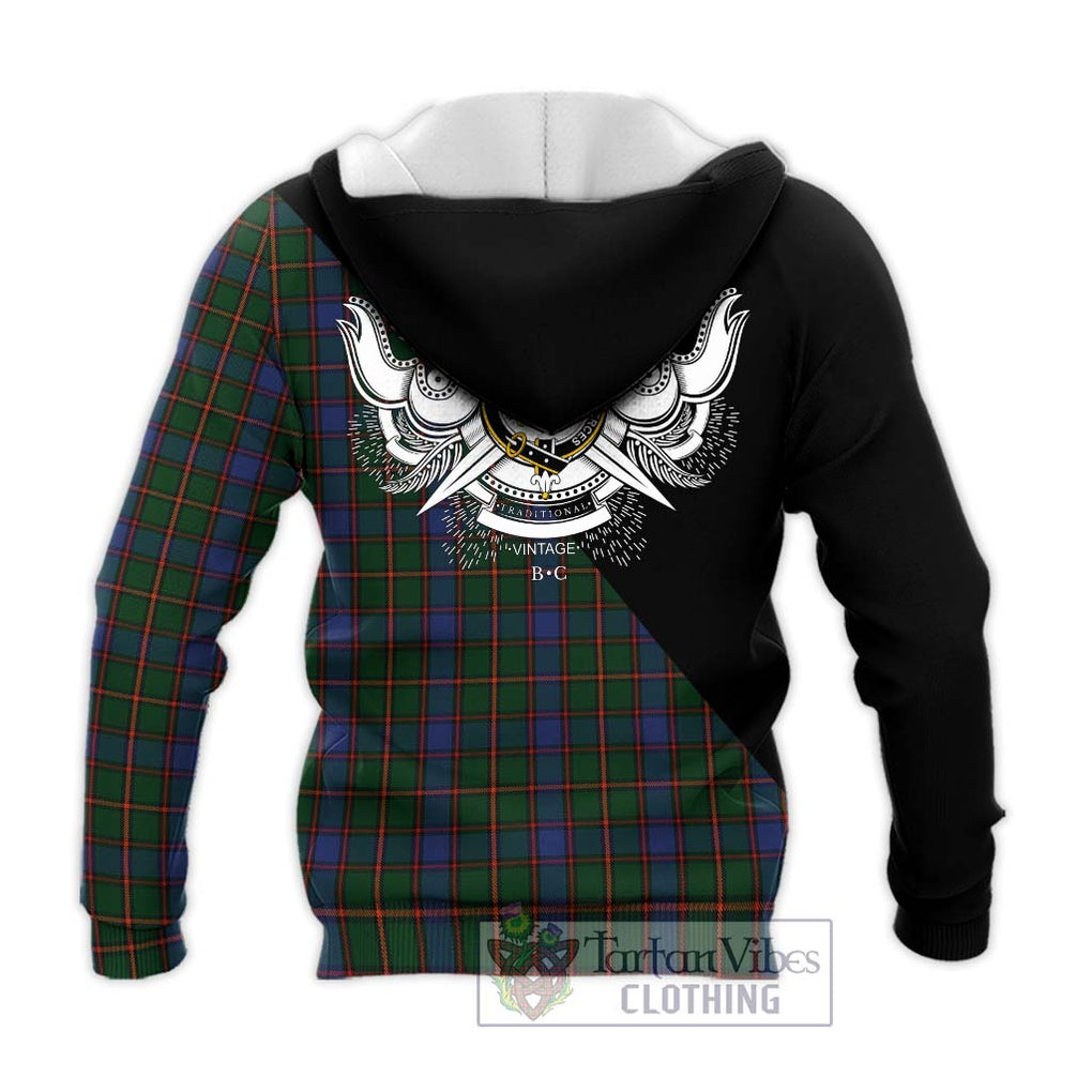 Skene Tartan Knitted Hoodie with Family Crest and Military Logo Style - Tartanvibesclothing Shop