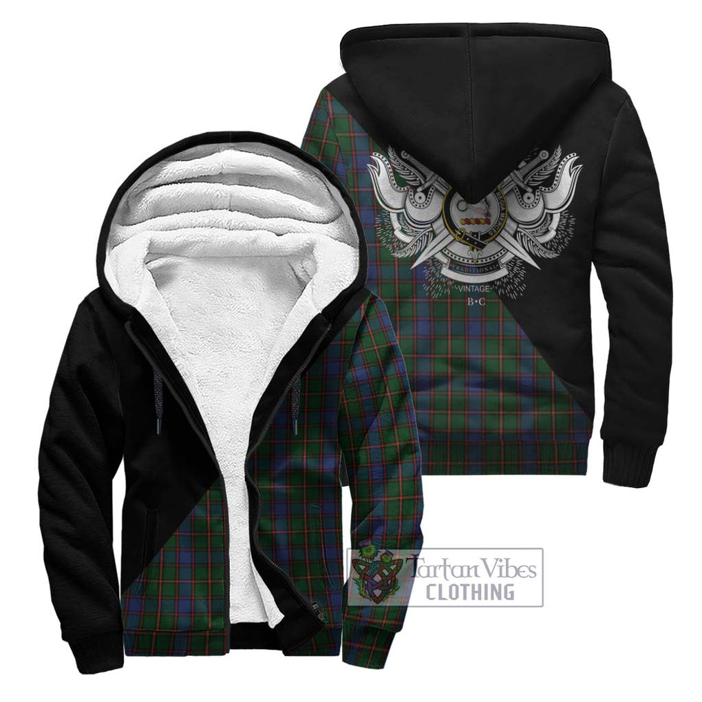 Skene Tartan Sherpa Hoodie with Family Crest and Military Logo Style Unisex - Tartanvibesclothing Shop