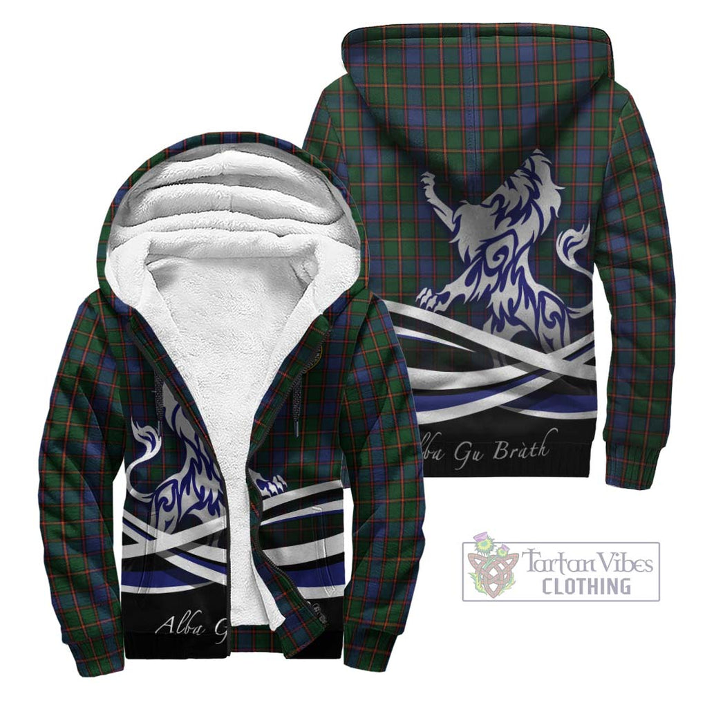 Skene Tartan Sherpa Hoodie with Alba Gu Brath Regal Lion Emblem Unisex - Tartanvibesclothing Shop