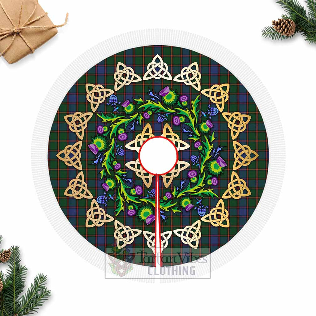 Tartan Vibes Clothing Skene Tartan Christmas Tree Skirt with Thistle Celtic Knot Style