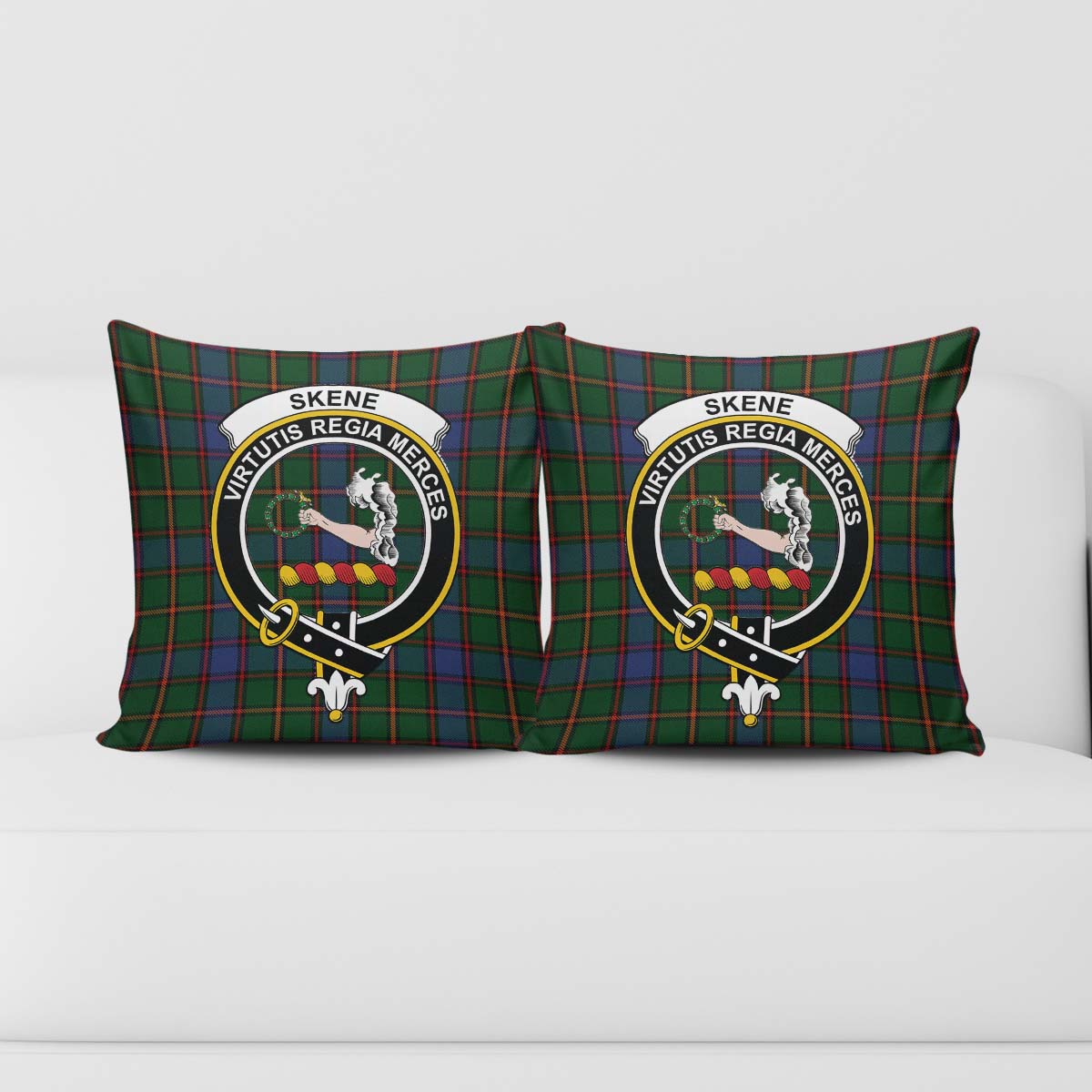 Skene Tartan Pillow Cover with Family Crest - Tartanvibesclothing