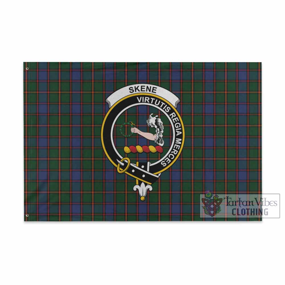 Tartan Vibes Clothing Skene Tartan House Flag with Family Crest