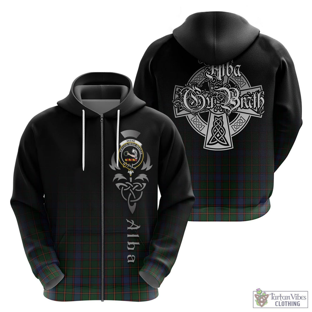 Tartan Vibes Clothing Skene Tartan Hoodie Featuring Alba Gu Brath Family Crest Celtic Inspired