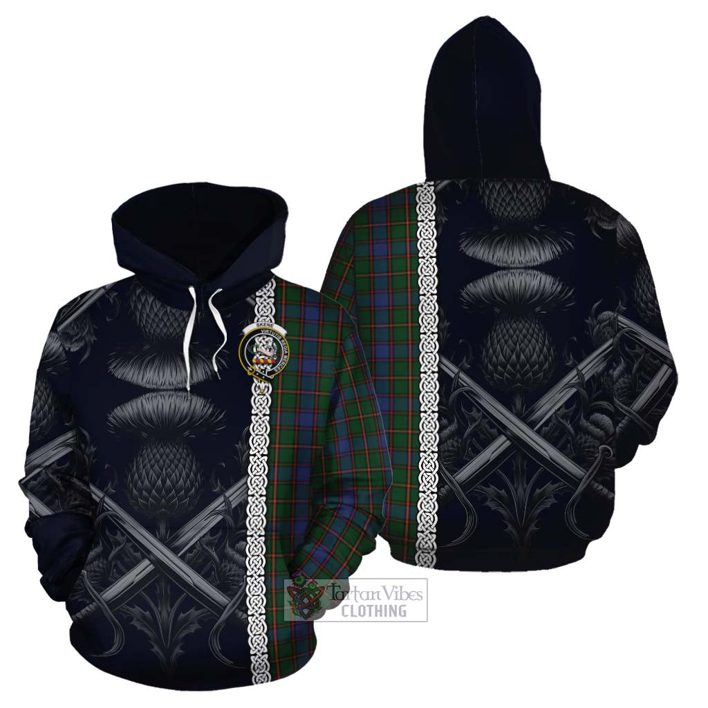 Tartan Vibes Clothing Skene Tartan Cotton Hoodie with Family Crest Cross Sword Thistle Celtic Vibes