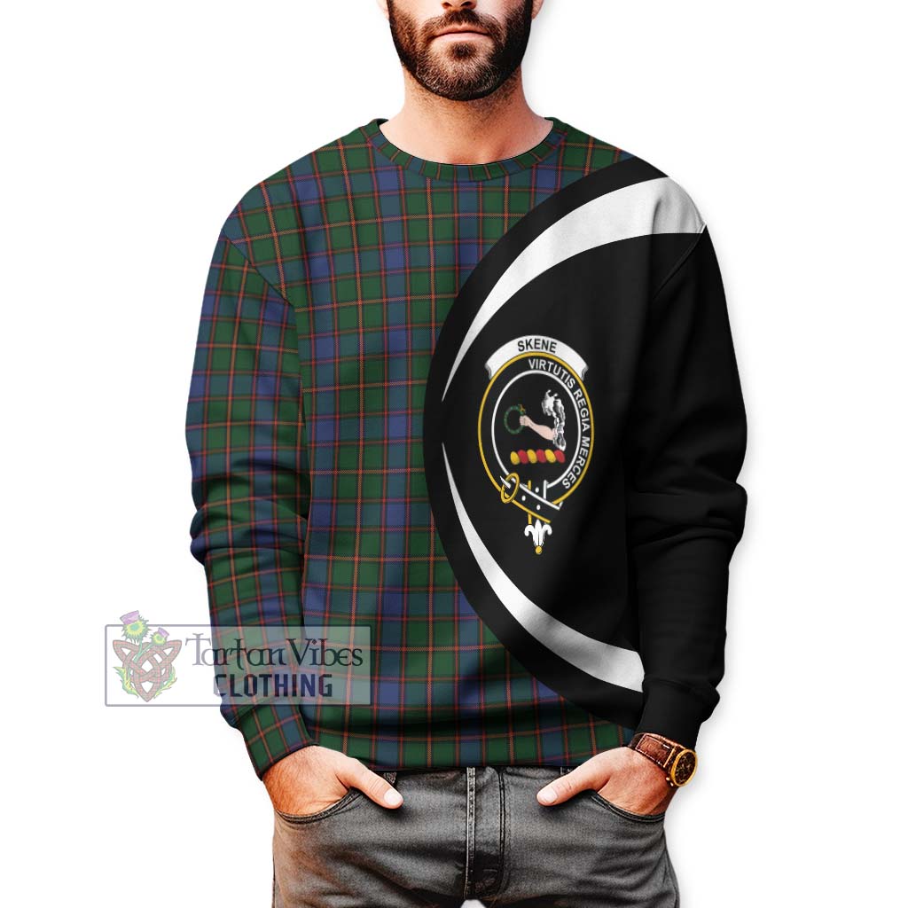 Skene Tartan Sweatshirt with Family Crest Circle Style - Tartan Vibes Clothing