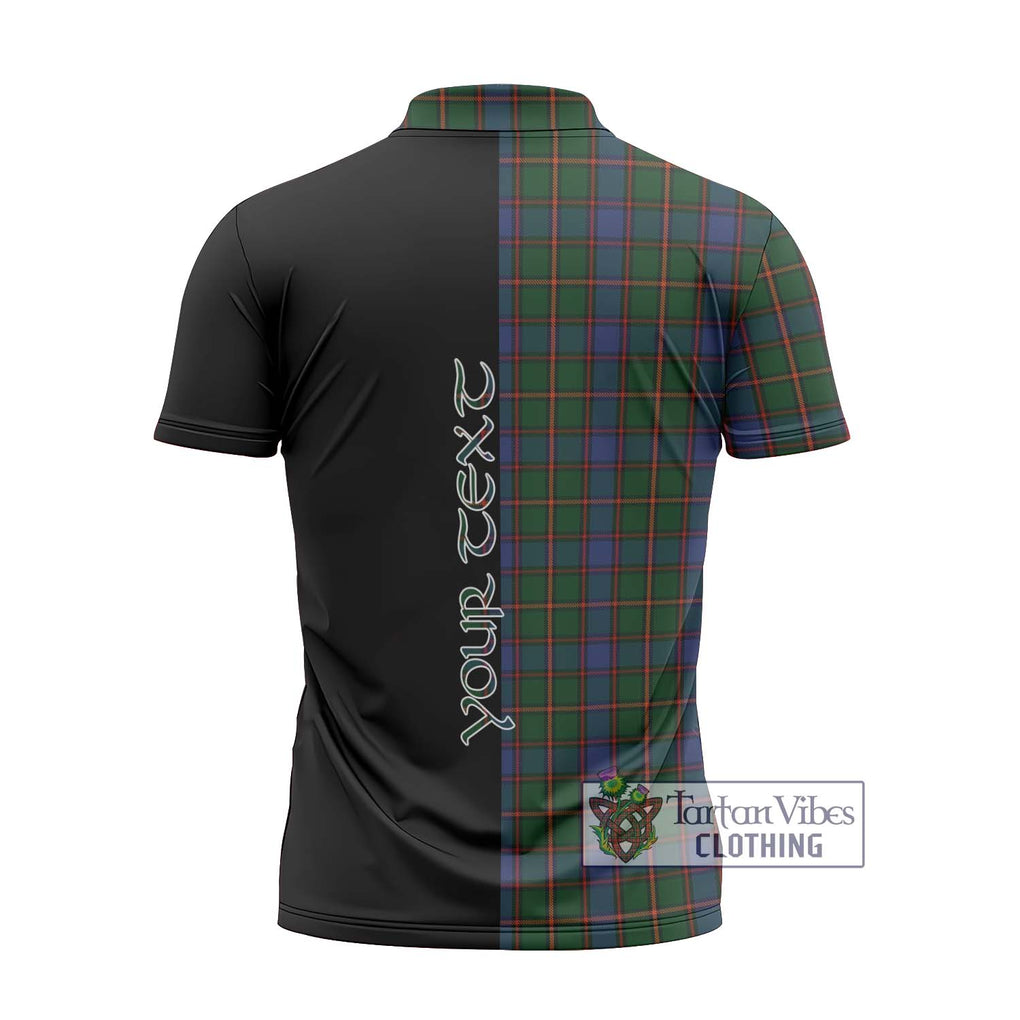 Skene Tartan Zipper Polo Shirt with Family Crest and Half Of Me Style - Tartanvibesclothing Shop