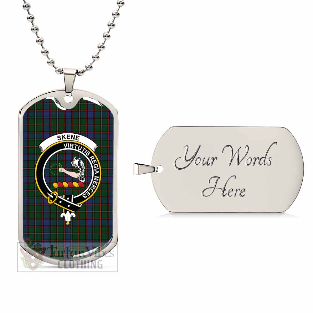 Tartan Vibes Clothing Skene Tartan Dog Tag Necklace with Family Crest