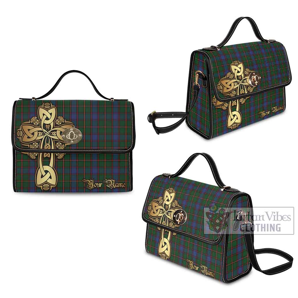 Tartan Vibes Clothing Skene Tartan Waterproof Canvas Bag Golden Thistle Celtic Cross Style