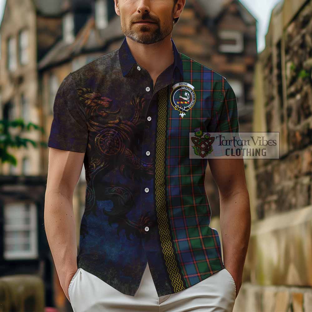 Skene Tartan Family Crest Hawaiian Shirt Alba Gu Brath Be Brave Lion Ancient Style - Tartan Vibes Clothing
