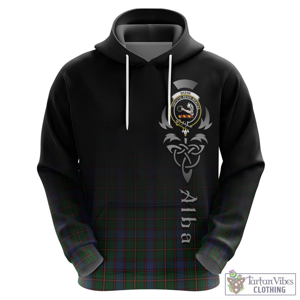 Tartan Vibes Clothing Skene Tartan Hoodie Featuring Alba Gu Brath Family Crest Celtic Inspired