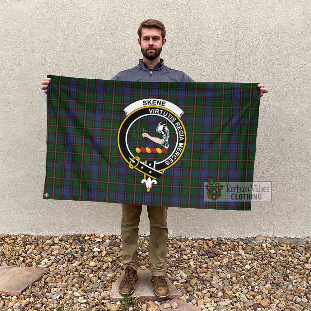 Tartan Vibes Clothing Skene Tartan House Flag with Family Crest