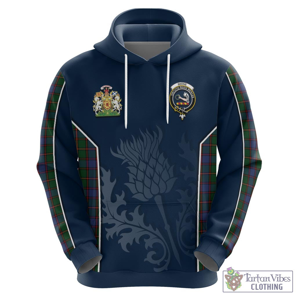 Tartan Vibes Clothing Skene Tartan Hoodie with Family Crest and Scottish Thistle Vibes Sport Style