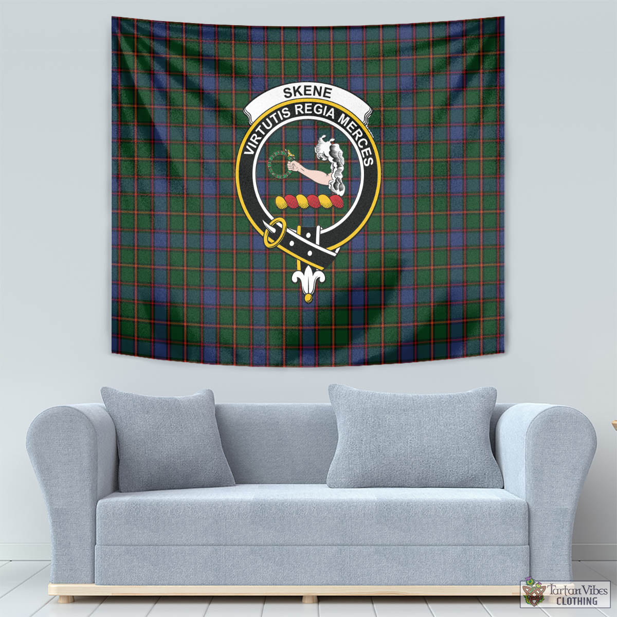 Tartan Vibes Clothing Skene Tartan Tapestry Wall Hanging and Home Decor for Room with Family Crest