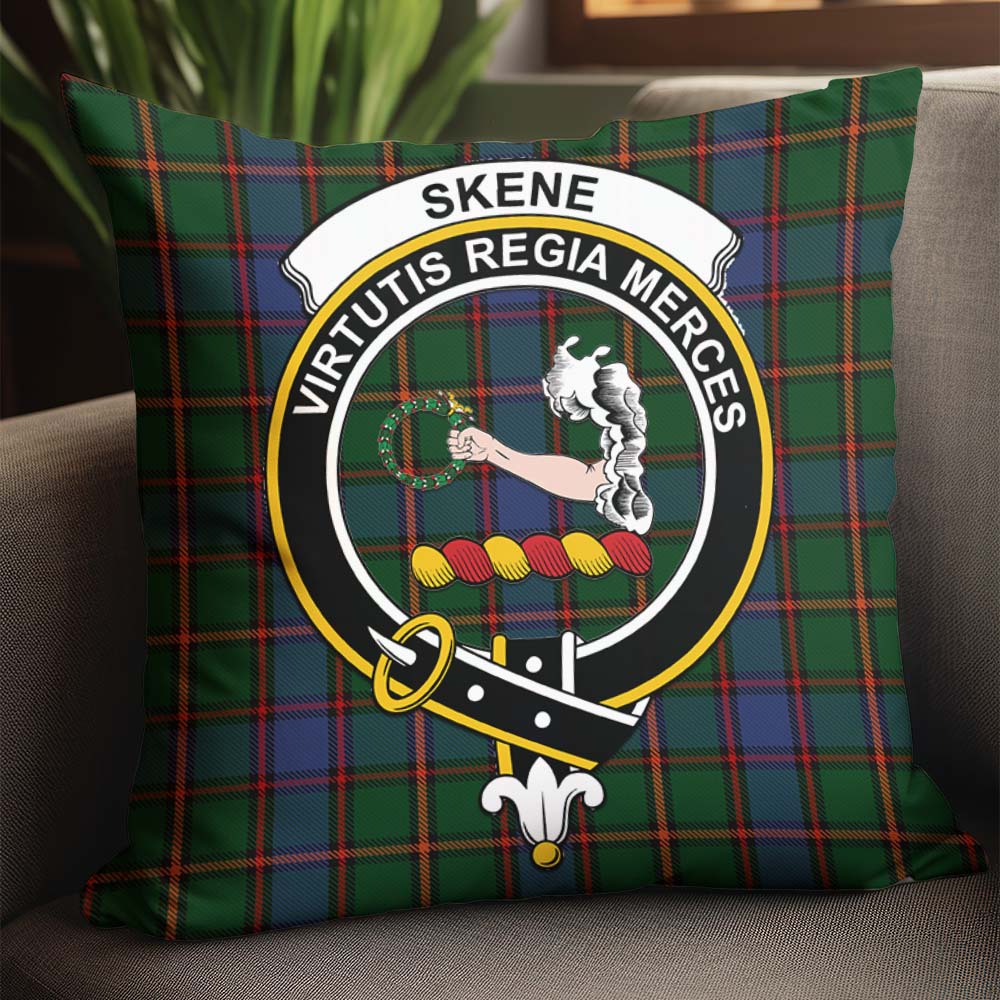 Skene Tartan Pillow Cover with Family Crest - Tartanvibesclothing