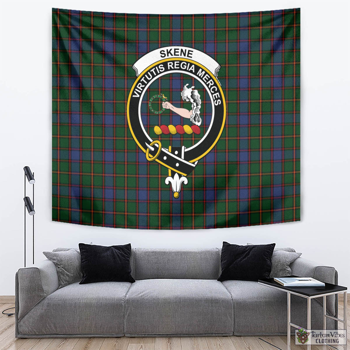 Tartan Vibes Clothing Skene Tartan Tapestry Wall Hanging and Home Decor for Room with Family Crest