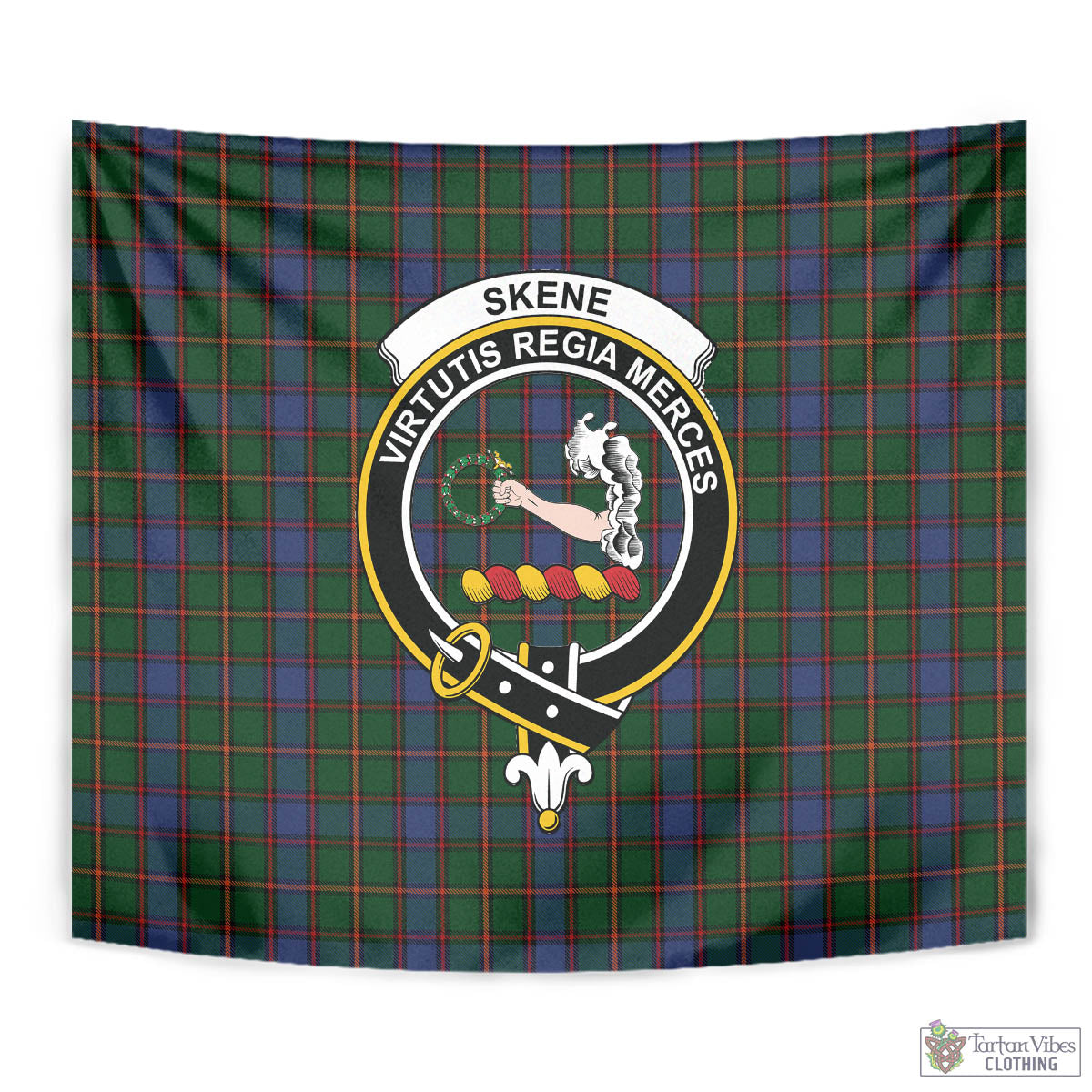 Tartan Vibes Clothing Skene Tartan Tapestry Wall Hanging and Home Decor for Room with Family Crest