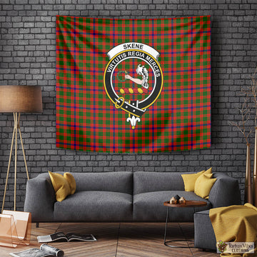 Skene Modern Tartan Tapestry Wall Hanging and Home Decor for Room with Family Crest